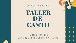 17.08.2020 Inscripciones abiertas a Taller de Canto para niños en Casa de la Cultura