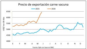 El precio de la carne vacuna exportada sigue desafiando a todos los gráficos